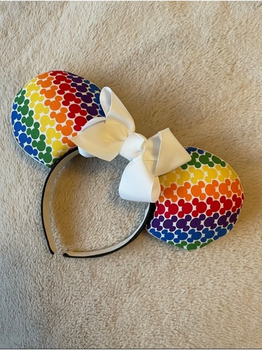 Handmade Rainbow Mouse Ear Headband - Women’s Hair Accessory